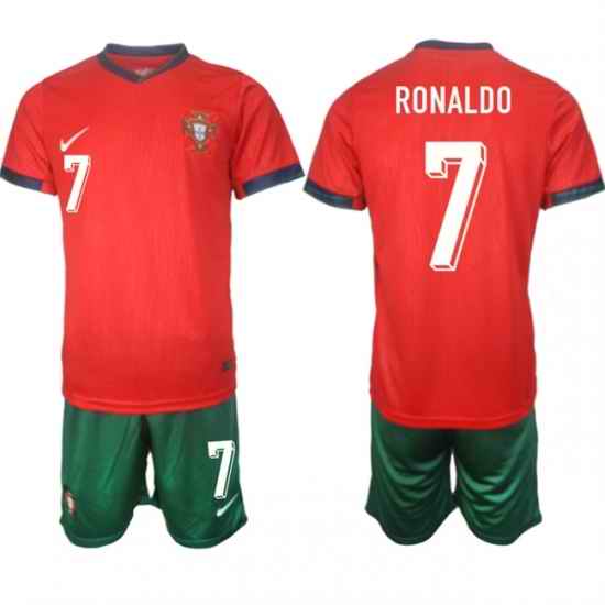 Men Portugal Team 7 Ronaldo 2024 25 Red Home Soccer Jersey Suit